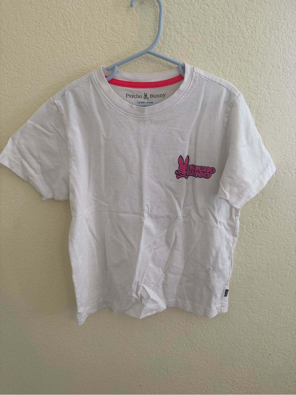 Psycho Bunny White Kids Short-Sleeve Tee with Pink Logo